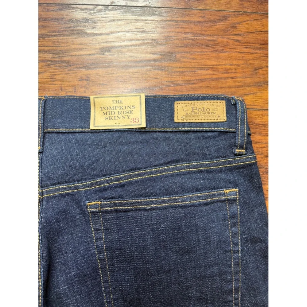 Polo Ralph Lauren Tompkins Mid Rise Skinny Jeans Mens 33 Dark Indigo Denim